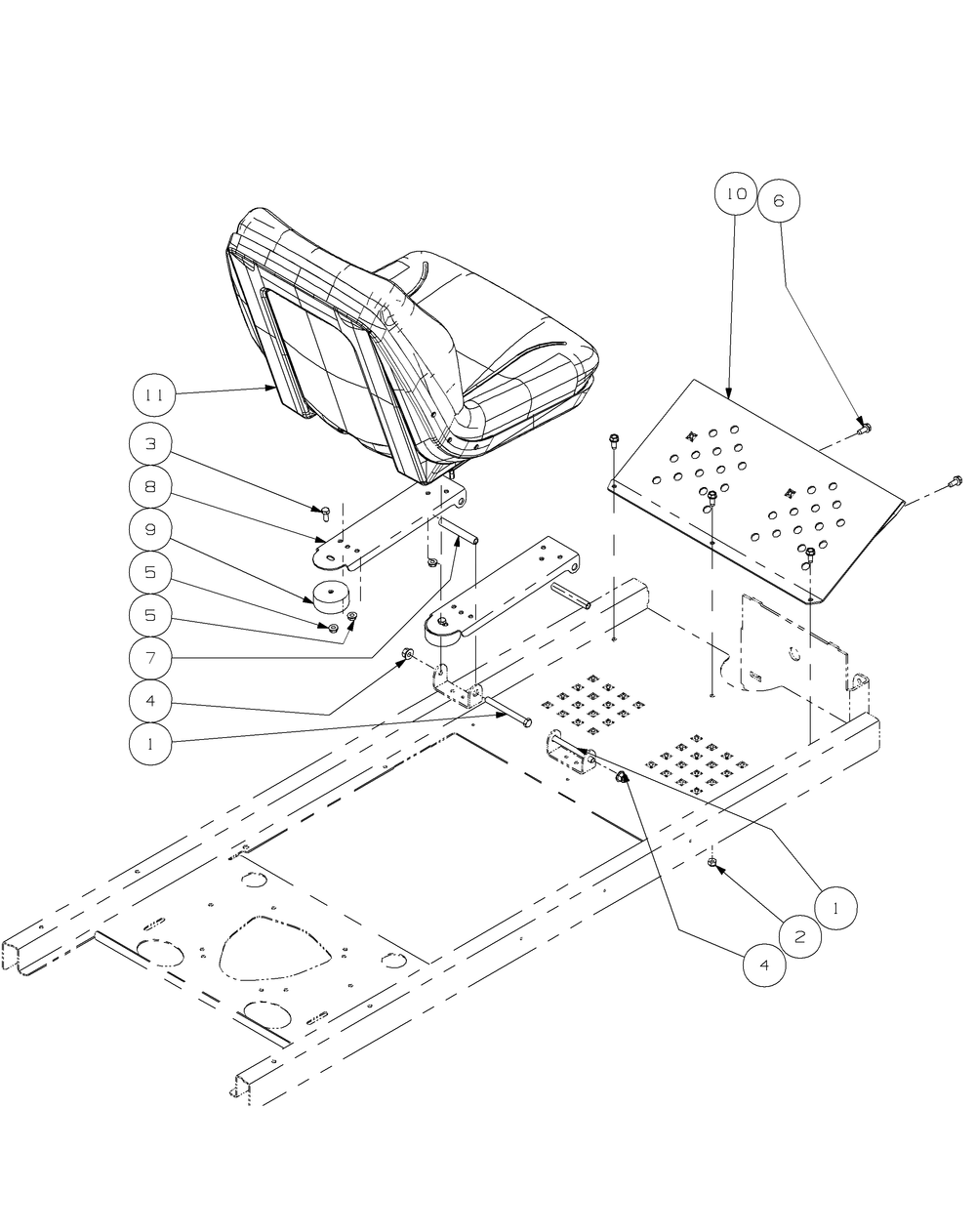 Seat Assembly 44 Diagram and Parts List for Z-FORCE44 17AH3AGL-17AH3AGL709-17AH3AGL710 Cub Cadet Lawn Tractor